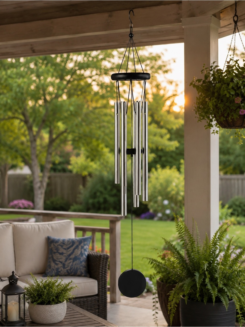 Wood and Metal wind chimes approx 25” long